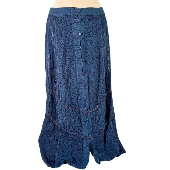 Naqui New York Dresses & Skirts - Naqui New York Blue Embroidered Boho Maxi Skirt Size M